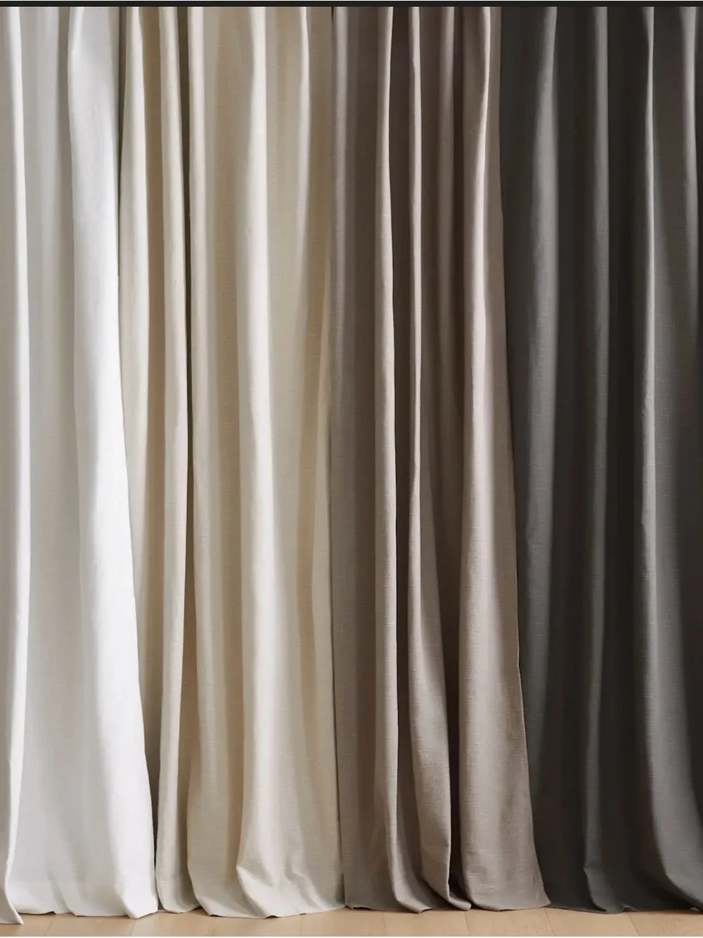 Quince 100% Cotton Grey Slub Room Darkening Curtains Drapes 48